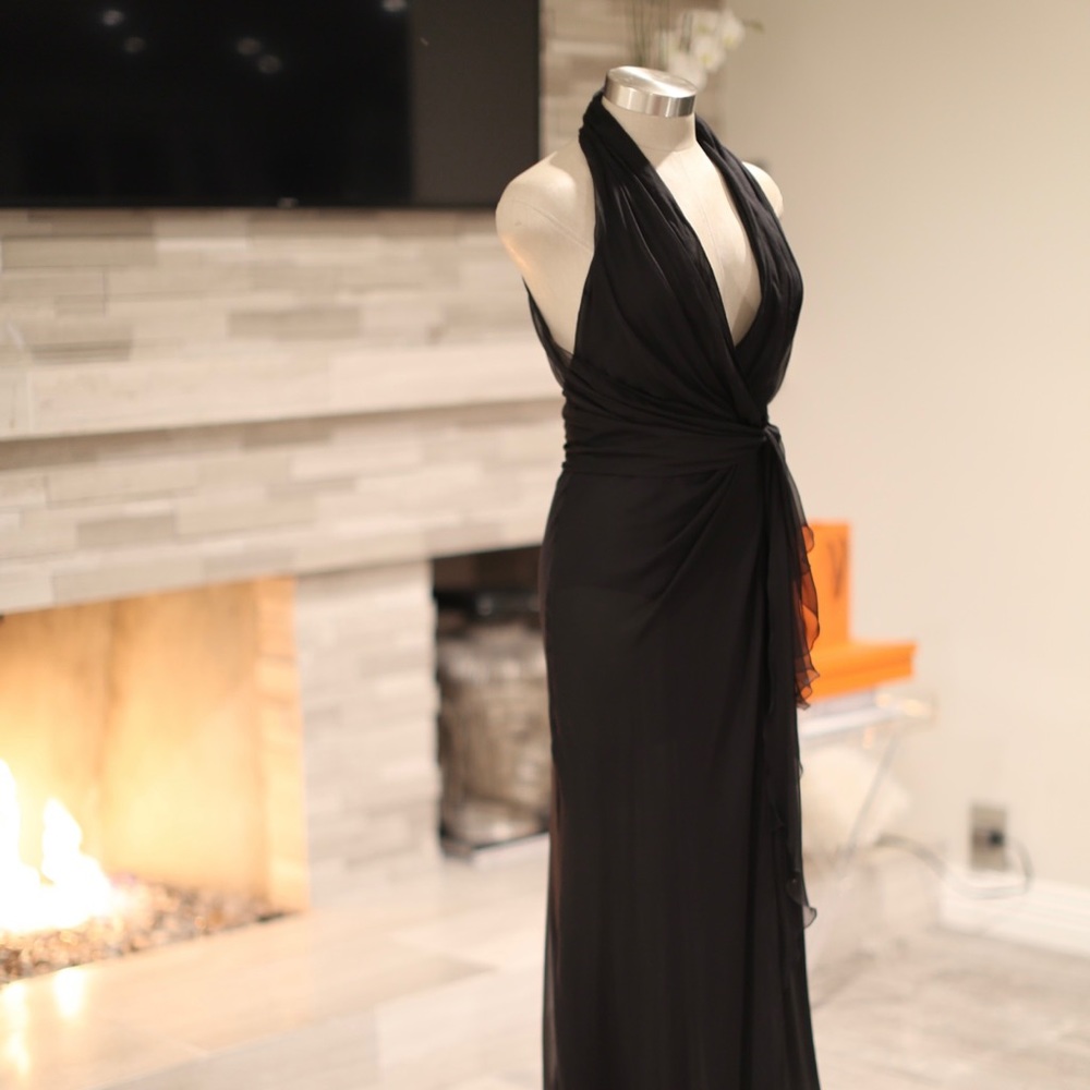 Vintage Gianni Versace Silk Plunge Gown. Thigh High Split Sz 40 2-6US